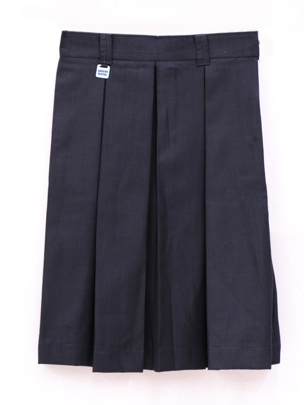 Navy Blue self lined pin striped Skirt with Box pleates, Modern School branding loopy' on the Skirt